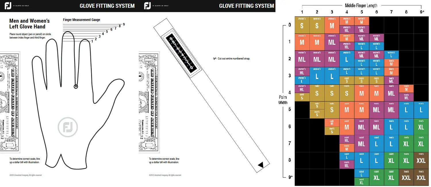 nike golf glove size chart