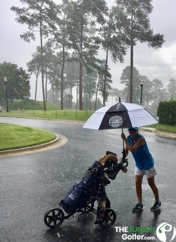 junior golf in the rain