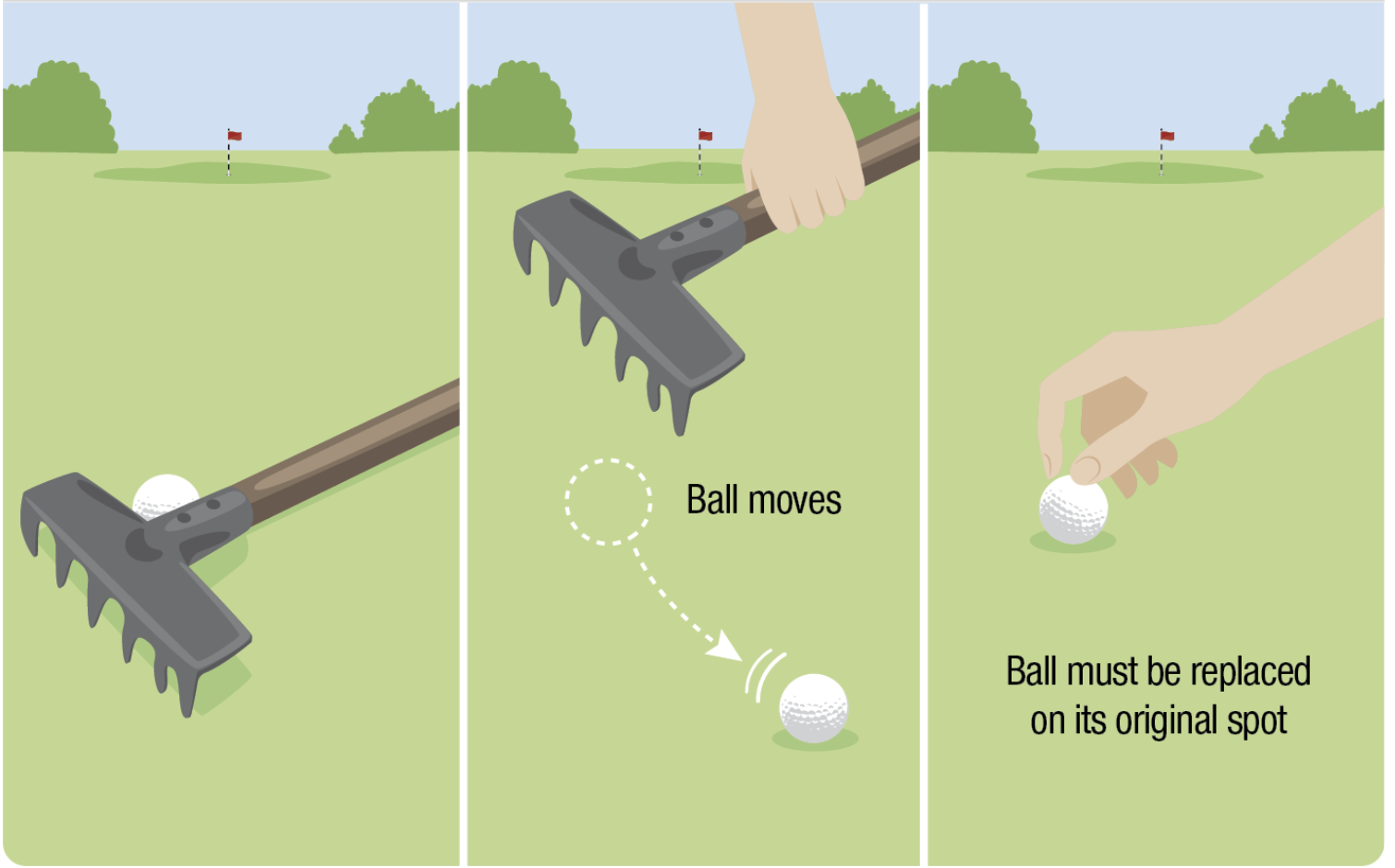 golf rules course moveable obstructions rake